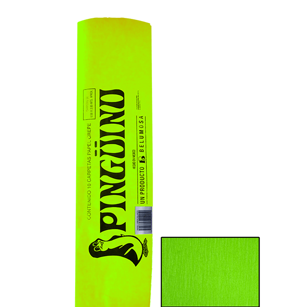 PAPEL CREPE PINGUINO VERDE FLUOR. 44 PZA